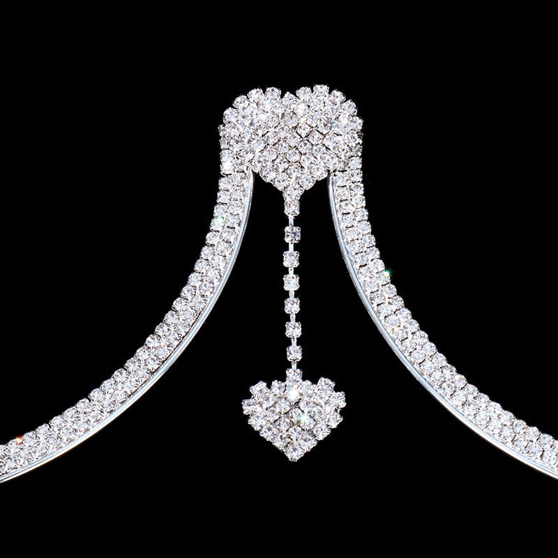 Chest Chain w Heart Drop