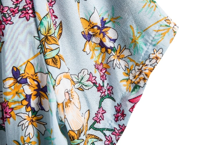 Teal & Floral Print Shirt