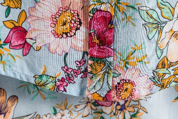 Teal & Floral Print Shirt