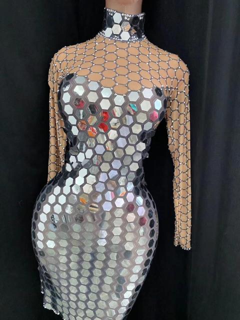 Lined Mirrored Hexa Wrap Dress