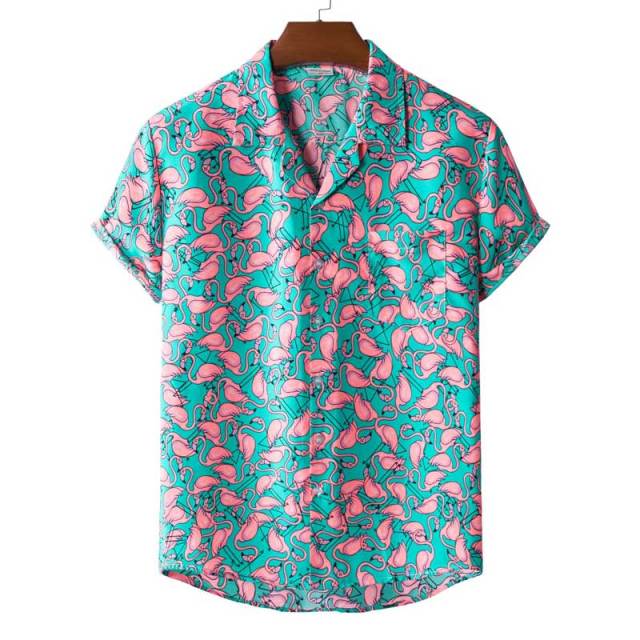 Pink Flamingo & Teal Print Shirt