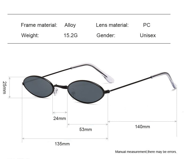 Unisex Small Oval Sunglasses