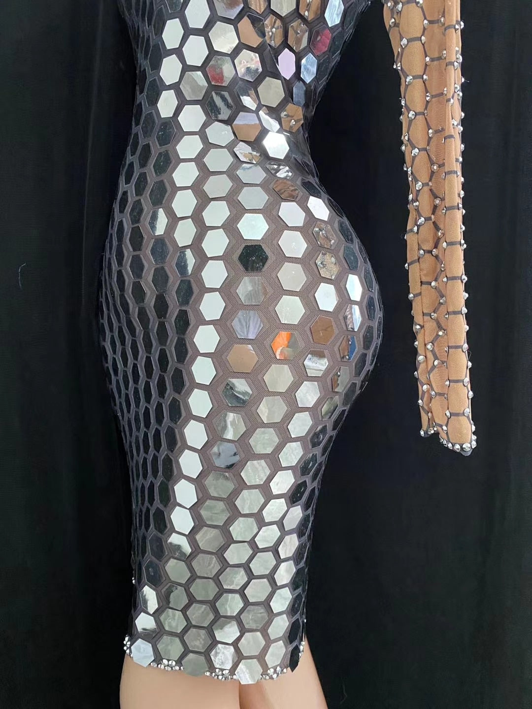 Lined Mirrored Hexa Wrap Dress