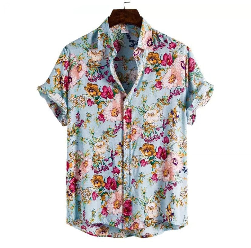 Teal & Floral Print Shirt