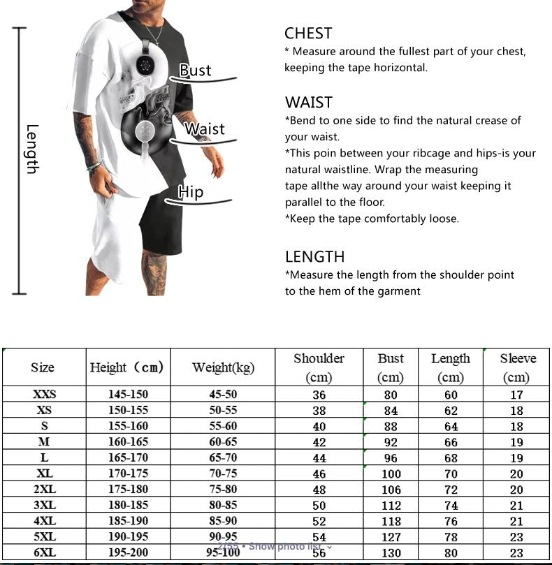 Skull T Shirt & Short Set