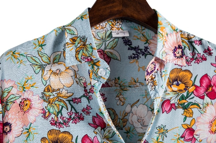 Teal & Floral Print Shirt