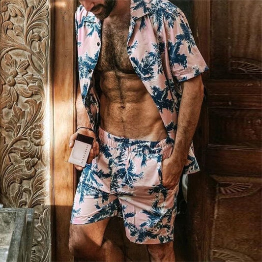 Pink Palm Shirt & Short Set