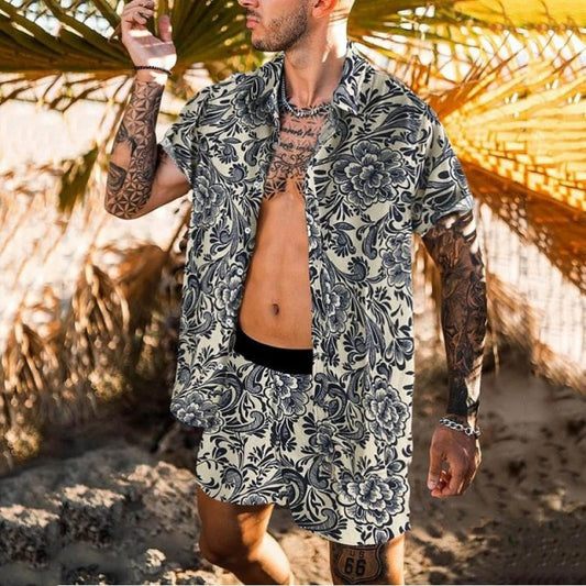 Dark Floral Shirt & Short Set