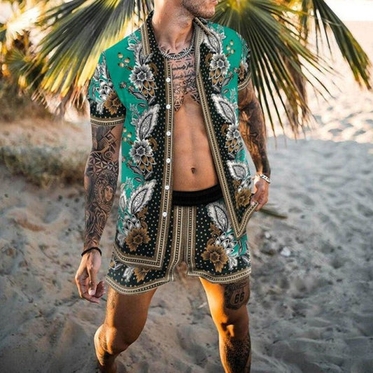 Shirt & Short Set - Green/Gold