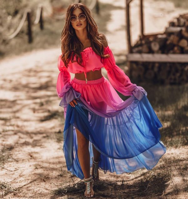 Mesh Crop & Skirt Set