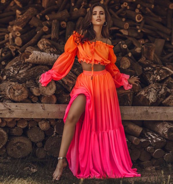 Mesh Crop & Skirt Set