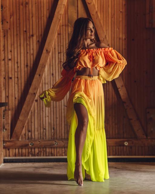 Mesh Crop & Skirt Set