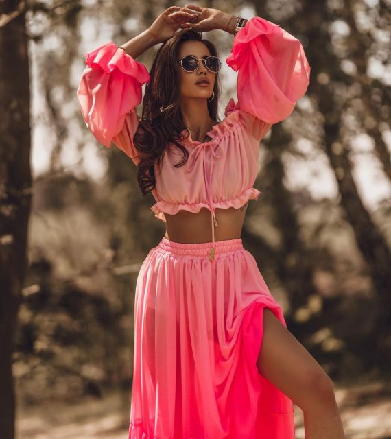 Mesh Crop & Skirt Set