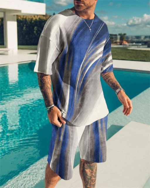 Silver Blue T Shirt & Short Set