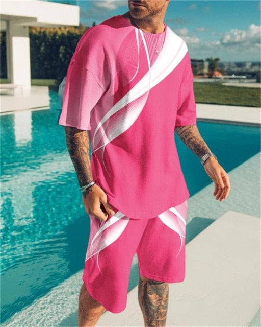 Pink Wavey Baby T Shirt & Short Set