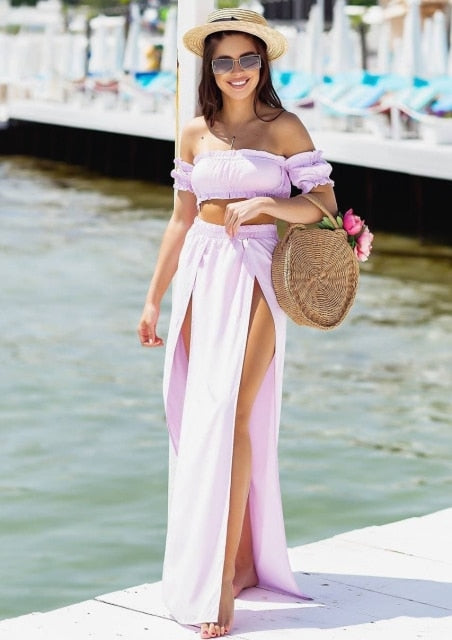 Mesh Crop & Skirt Set